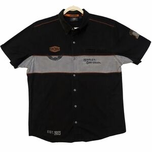 Harley-Davidson Men's Black and Gray Casual Shirt